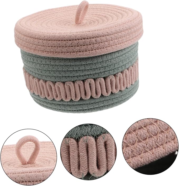 KOMBIUDA 001g Cotton Rope Storage Basket Lid Multi-purpose Woven Organizer for Toys Nursery Supplies and Home Decor Elegant Design for Efficient Organization