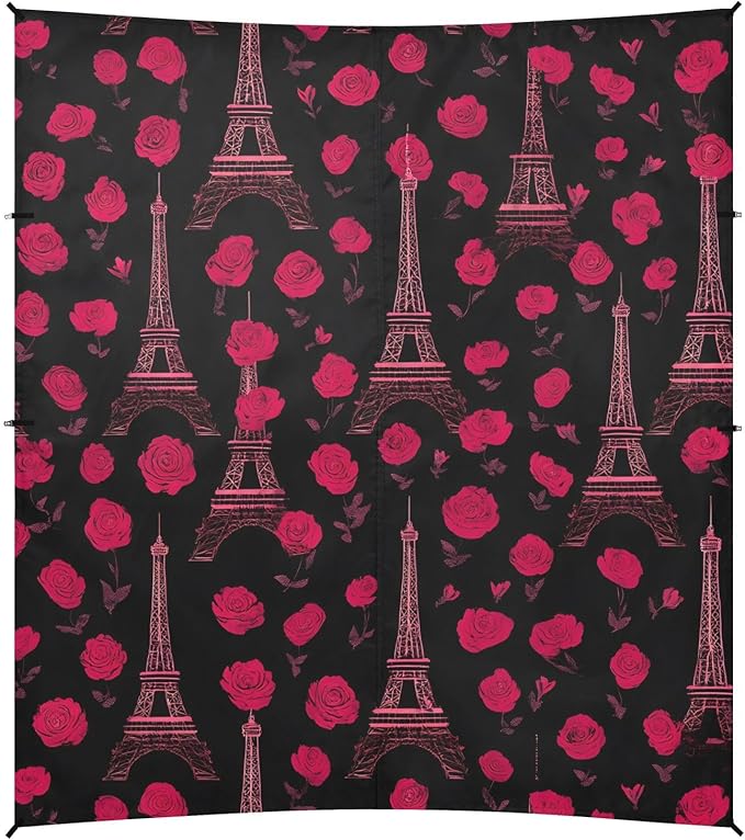 ALAZA Eiffel Tower Red Rose Beach Tent Sun Shelter UPF50+ Protection Beach Shade Canopy w/ 4 Sandbags for Outdoor Camping Fishing Backyard Fun Picnic 10x9 ft
