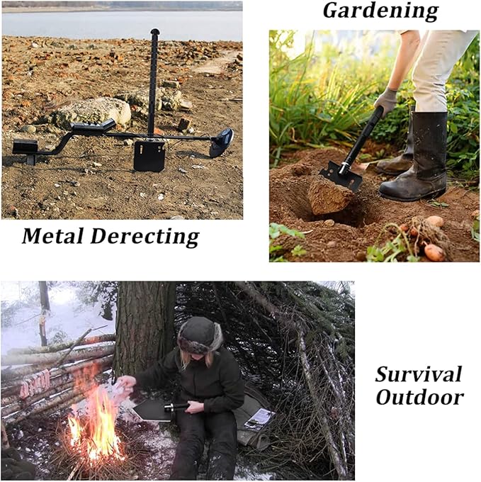 IUNIO Survival Off-Roading Tool Kit 19 in 1 Folding Shovel Camping Axe Multitool Pickaxe with Carrying Bag for Outdoor Car Emergency (Upgrade Black)