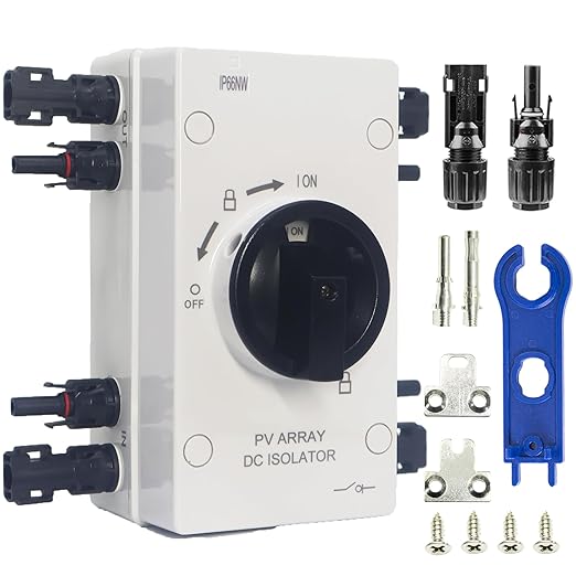 IP66 Waterproof Solar PV DC Quick Disconnect Switch 1000V 64A Solar Panel Disconnect Switch with Connector for Off/On-Grid Systems RV &amp Boats
