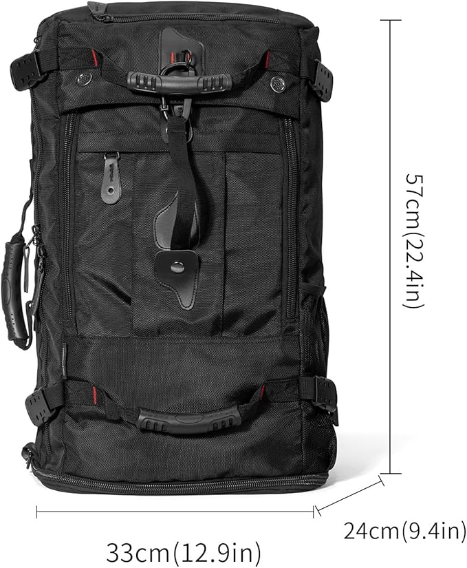 YOUMIAN Large Capacity For Travel Hiking Sports Carry On Backpack Durable Convertible Duffle Bag Laptop airplane (BLack 45L-Normal)
