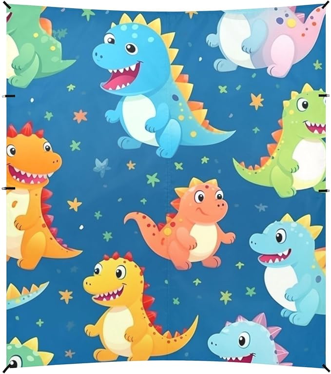 ALAZA Cute Colorful Dinosaur Star Beach Tent Sun Shelter Portable Canopy Sunshade for Outdoor Camping Picnics Backyard Fun 10x9 ft