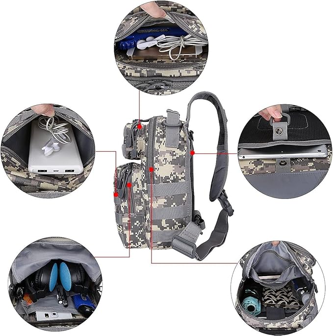 G4Free Tactical Sling Military Shoulder Backpack EDC Assault Range Bag and Tactical Sling Bag Military Rover Shoulder Sling Pack Molle EDC Chest Pack