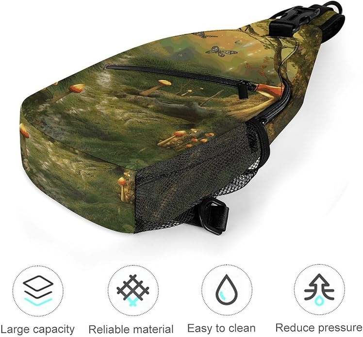 Chest Bag Chest Bag for Men Tactical Running Chests Pack Outdoor Sports Chests Bag Forest with Fairies Butterflies Elves Sling Backpack Women Suitable for Hiking Running Cycling And Shopping