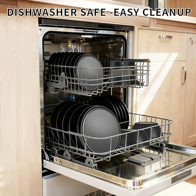 40 Piece Plastic Dinnerware Set for 8 with Cutlery Unbreakable Plates and Bowls Set Dishwasher &amp Microwave Safe Reusable Dish Set for Camping RV Outdoor Kitchen Apartment DiningRainbow Multi