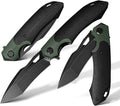D2 Steel Folding Knife - 9CM Black Tactical Blade G10 Handle Pocket Clip - EDC Camping Survival Hunting - 60-61HRC Vacuum Heat Treated Stonewash Finish