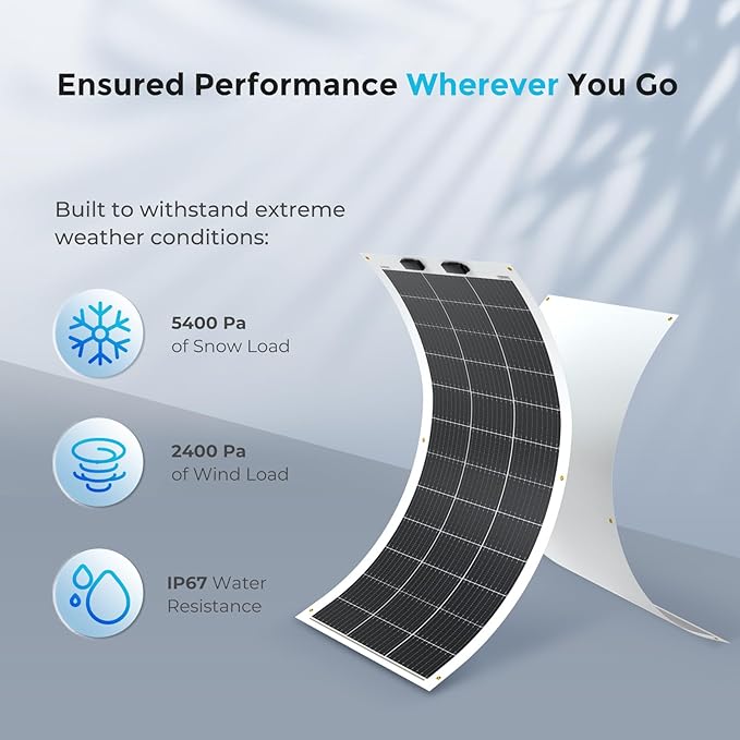 Renogy Flexible Solar Panel 100 Watt 240° Ultra Flexible 100W Solar Panel 12 Volt for Marine RV Cabin Van Car Uneven Surfaces Off-Grid Essentials