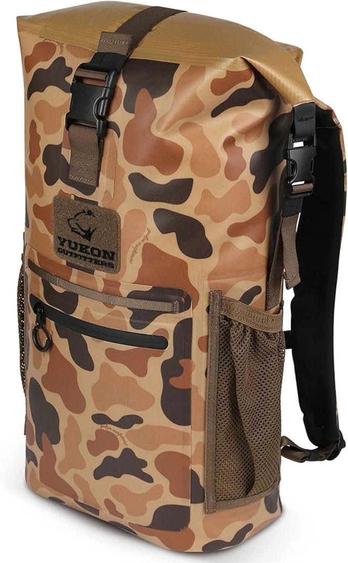 Yukon Outfitters Castor Waterproof Backpack | Roll-Top Dry Bag w/Padded Straps |Durable 25.5L Pack for Hiking &amp Outdoor Gear - Vintage Camo