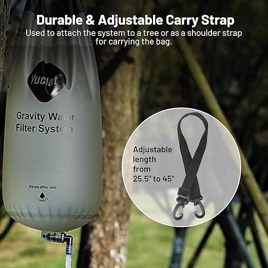 Yuclet Gravity Water Filter System w/ 2-Gal Bag &amp 0.1-Micron Water Filter Straw Gravity-Fed Water Filtration System Water Purifier Survival for Camping Backpacking Hiking &amp Emergency Prepar