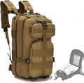 30L Tactical Backpack Waterproof Outdoor Molle Rucksack Camping Bag Large Capacity Thickness Strap Hook-n-Loop(Brown)