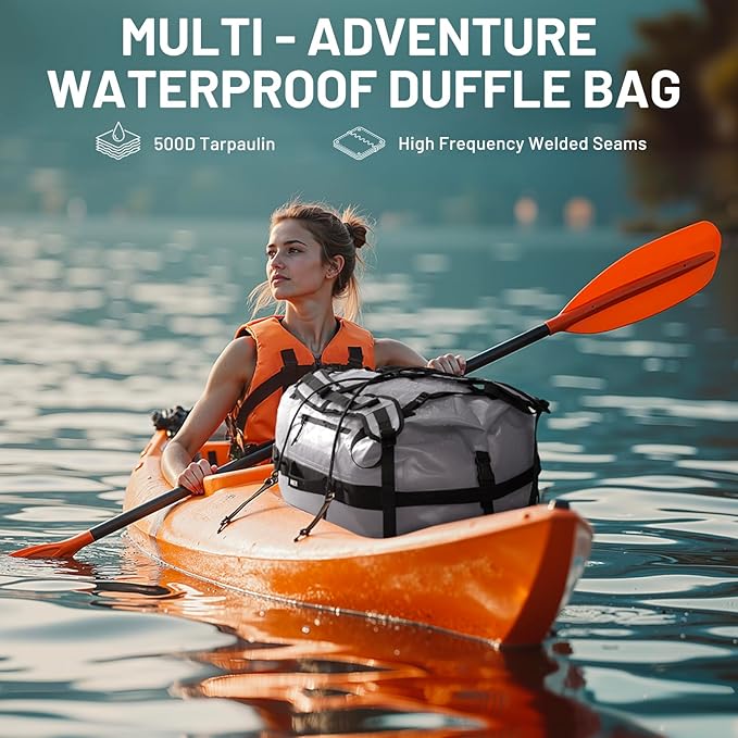 MIER Waterproof Duffel Bag Motorcycle Dry Bag Backpack Large Roll-Top Heavy Duty Dry Duffle Bags for Kayaking Camping Boating Gym Beach Cruise Ship 60L/80L