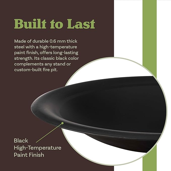 Fire Bowl - 24in Firepit Insert for DIY Fire Ring or Replacement - High Temp Finish - Firepits for Outside Wood Burning by Pure Garden