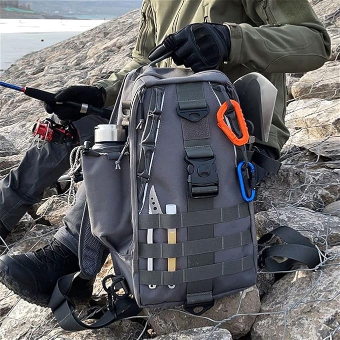 YYDS Outdoor Camping Bag Portable Tactical BackpackLaptop Compartment Sling Backpack Chest Shoulder Bag Hiking Travel (Color : Black)