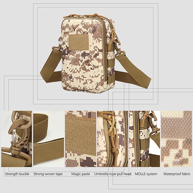 Small Canvas Messenger Bag Classic Vintage Shoulder Bag Small Tactical Bag Crossbody Casual Pack Daypack (CP)