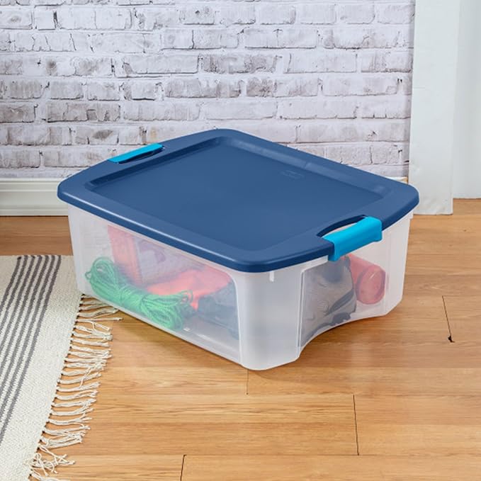 Sterilite 6-Pack Latch and Carry Clear Plastic Storage Bins with Latching Lids and Full-Grip Handles 12 Gallon