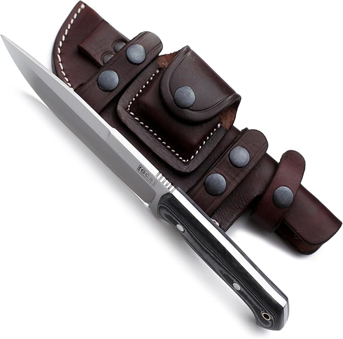 GCS Custom Handmade Black And White Handle D2 Tool Steel Buffalo Hide Sheath GCS 148