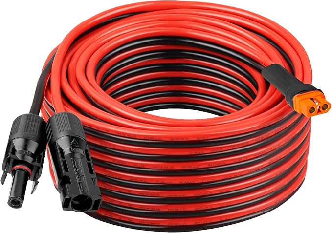 10AWG 40FT Solar to XT60i Extension Cable 3 6 10 35 50 75 100FT Heavy Duty Adapter Cable Connector XT60i Wire for Portable Power Station Solar Panel RV Battery Renewable Energy Applications