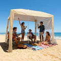 VEVOR Beach Cabana 8 x 8 ft Beach Canopy with Side Wall UPF 50+ Protection Easy Setup Cabana Tent with Sand Pockets Adjustable Height Portable Shade Sun Shelter Umbrella for Family &amp Friends K