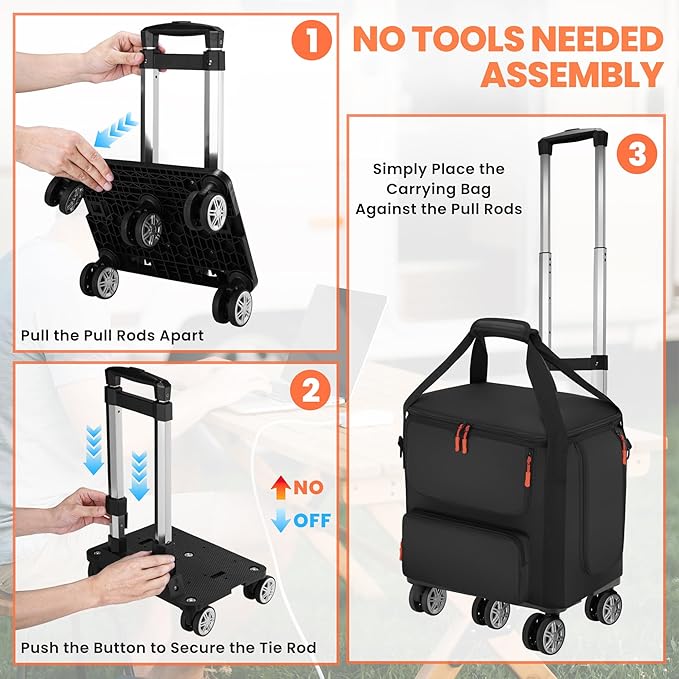 Compatible with BLUETTI AC180 Wheeled Carrying Case - Soft Fabric Power Station Travel Bag with Retractable Handle Multi-Pockets &amp Side Zipper (Black Rolling Case)