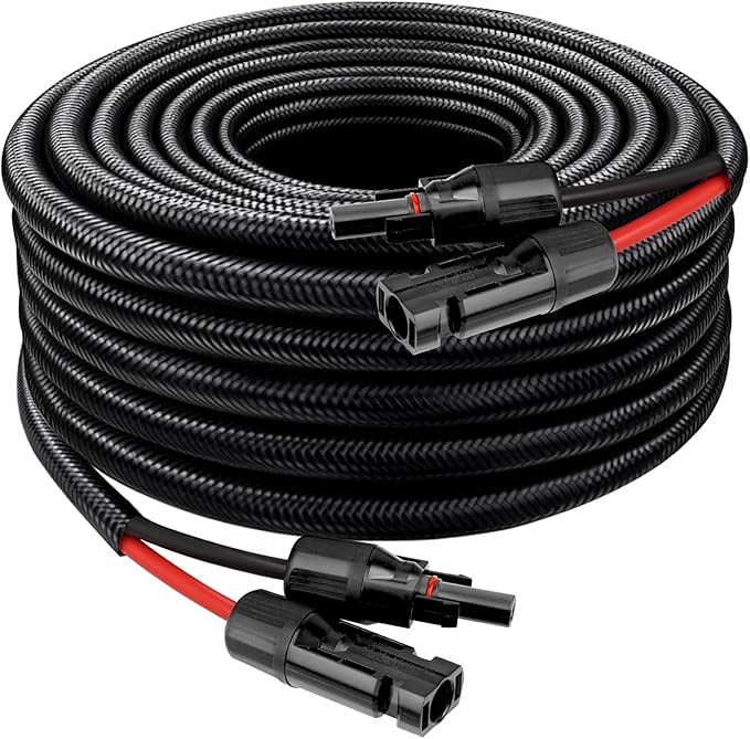 XRDS -RF Solar Panel Cable 20FT 10AWG Solar Extension Cable with Male &amp Female Solar Connectors Flame-Retardant Protective Sleeving Solar Cable Weatherproof PV Wire for Solar Panel Connection