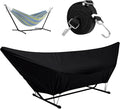 Hammock Cover Waterproof420D Heavy Duty Oxford Cover with Elastic Ropes and Fastening Tapefor 10-15FT Hammock Stand (59 * 177 * 39inBlack)