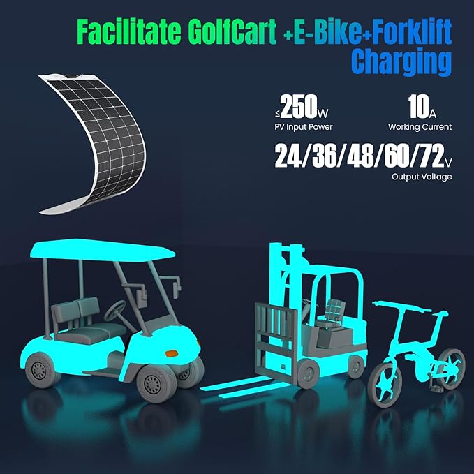 10A Waterproof Boost MPPT Solar Charge Controller Solar Panel for LiFePO4 Gel Batteries Solar Charge 48 Volt Golf Cart BatteriesElectric Bike Electric SkateboardElectric Surfboard Batteries etc