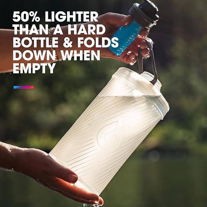 HydraPak Flux+ 1.5L Filter Kit - Collapsible Backpacking Water Bottle - BPA Free Ultra Light Spill-Proof Twist Cap Clear