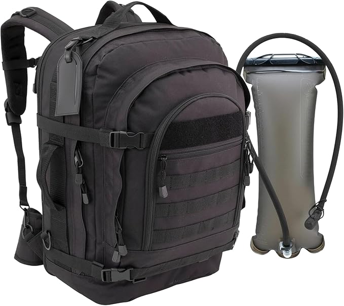 Tactical Bugout Backpack With Hydration Pack Survival Ready Pack Black Emergency Go Bag Outdoor Hiking Camping