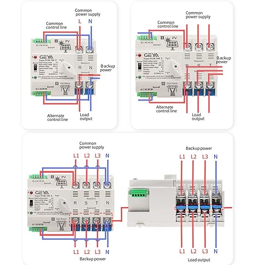 on-Grid Photovolatic Power Automatic Transfer Switch Din Rail 4P 63A AC110V ATS PV Solar System Power Generator Transfer Switch Use (ATS-4P-63A-110VAC-Solar)