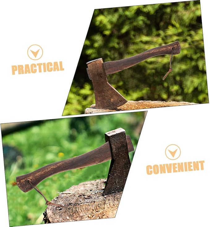 2pcs Mini Axe Replacement Wooden Handle Ergonomic Wood Grip for Camping Gardening and Firewood Cutting Short Axe Handle Natural Hardwood Design