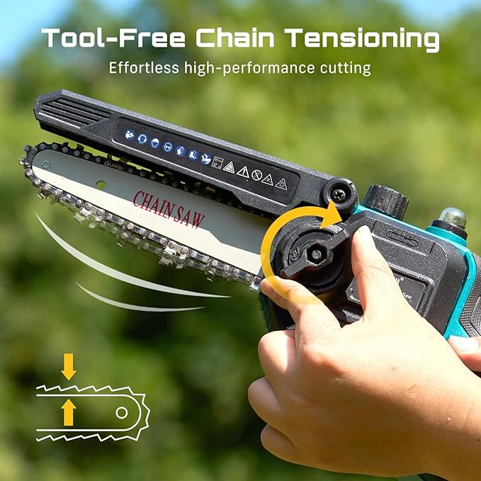 SEESII Cordless Pole Chainsaw Hedge Trimmer Pruning Shears 4000mAh Battery Powered Extendable Garden Tool Kit for Outdoor Use Electric Long Reach Saw Hedge and Grass Trimmer Pruner for Yard Care