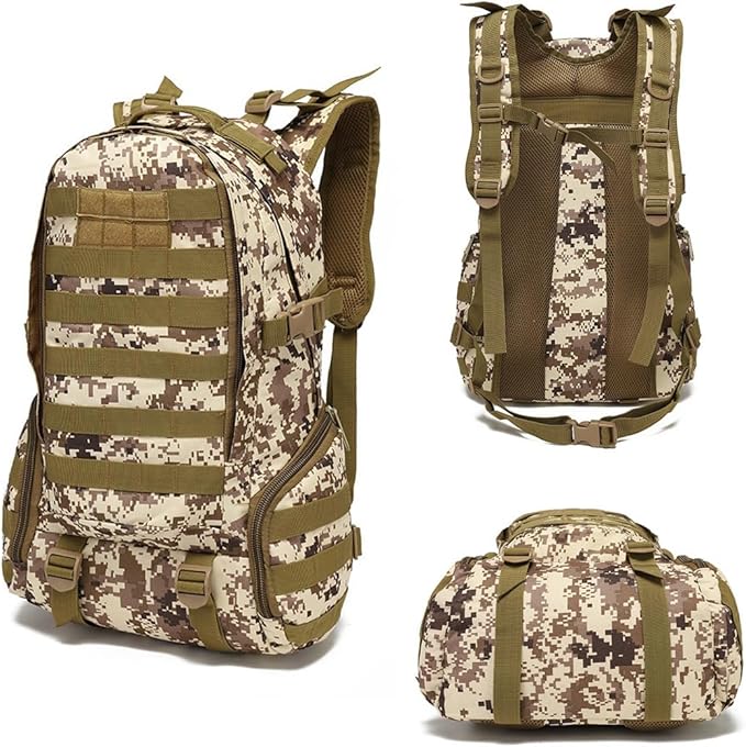 Tactical Backpack for Men Hiking Day Pack Molle Military Rucksack Waterproof 35L EDC Bag (Black)