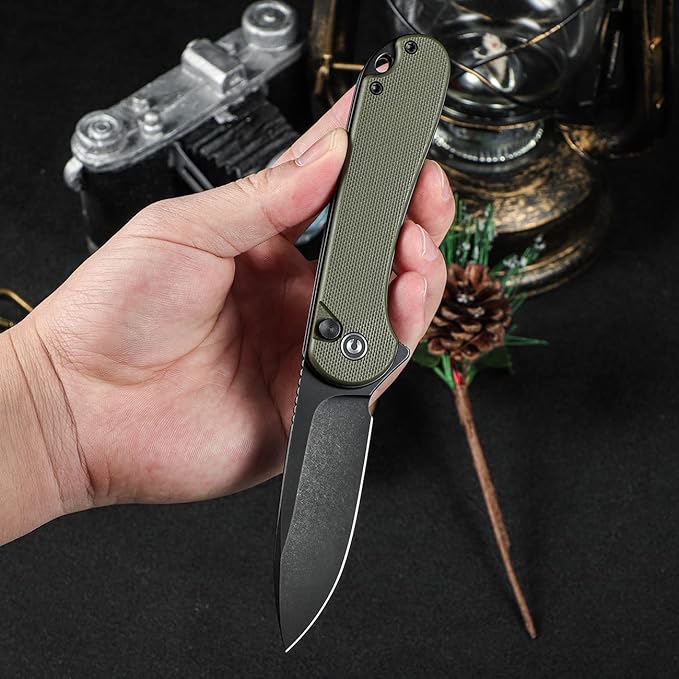 CIVIVI Elementum II Pocket Folding Knife 2.96 Nitro-V Steel Blade G10 Handle Utility Knife with Deep Carry Pocket Clip for Camping Hiking Hunting C18062P-3