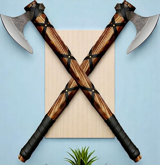 Poshland AX-7000 Custom Gift Forged Carbon Steel Viking Axe with Rose Wood Shaft Viking Bearded Camping Axe (AX-7000) (AX-5936)