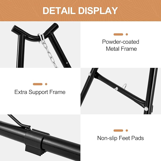 Homgava Universal 2-Person Hammock Stand 660LBS CapacityHeavy Duty Steel Hammock Stand Fits 9.6-14ft Hammocks Indoor and Outdoor Universal Hammock StandsBlack