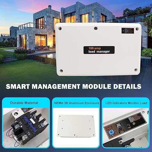 100 Amp Load Manager Compatible with Generac 7006 Smart Management Module Wireless Generator Protection Module with 8-Zone Control Real-Time LED Monitoring