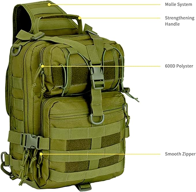 Tactical Military Sling Backpack 15L Shoulder Bag Molle Outdoor Daypack Backpack with Adjustable Strap