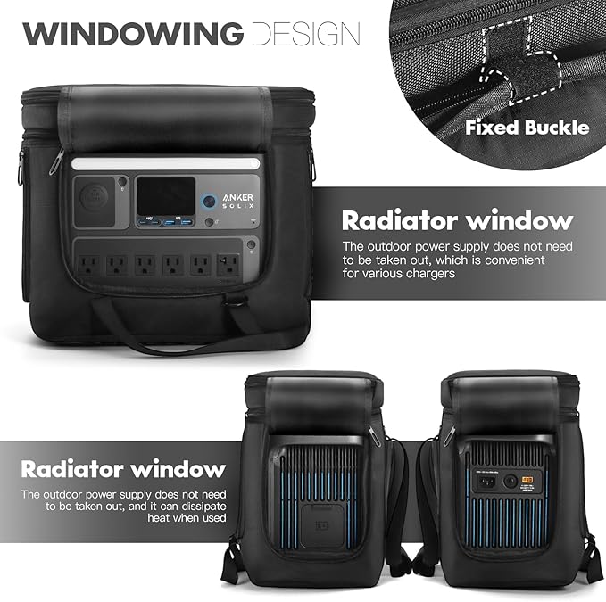 Power Station Carrying Case Compatible with Anker SOLIX C1000 / Gen 2 Portable Power Station Generator Protective Shoulder Bag Cover with Pocket for Outdoor Travel Camping Charging Accessories