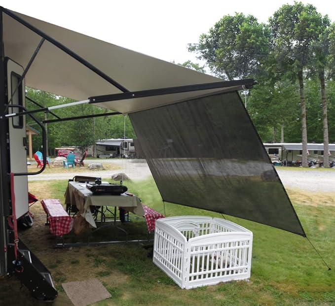 Tentproinc RV Awning Sun Shade Screen 10'X18'3'' (fit for 19' Awning)- Black Mesh Sunshade Block Patio Front Sun Light Motorhome Camping Trailer UV Sunblocker - 3 Year Warranty