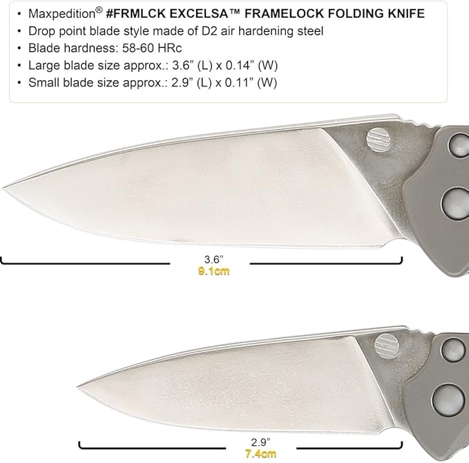 MAXPEDITION EXCELSA Large Framelock Folding Knife (D2 Blade Titanium Handle)