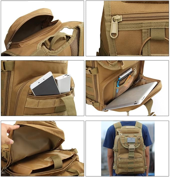 35L Military Tactical Backpacks Molle Army Assault Pack 3 Day Bug Out Bag Hiking Treeking Rucksack (Jungle Camouflage)