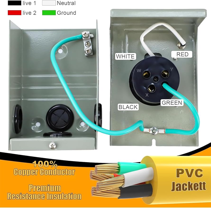 30 Amp Generator Cord and Power Inlet Box (Pre-Drilled) Waterproof Kit 25 Feet Nema L14 30p Generator Extension Cord with L14-30P to L14-30R Twist Lock Plug for Outdoor Use125/250 Volts