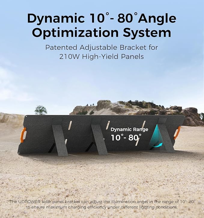 210W Portable Solar Panel with Adjustable KickstandIP65 WaterproofHigh Efficiency ConversionFoldable Solar Panel for Outdoor CampingRVs and Home Backup