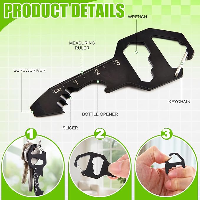 Yeaqee 40 Pcs Multi Tool Gifts For Men 6 In 1 Screwdriver Multi Tool Pens With Stainless Steel Keychain Multi-function Pens Bulk Men Gifts For Dad Husband Father's Day Birthday (BlackSilver)