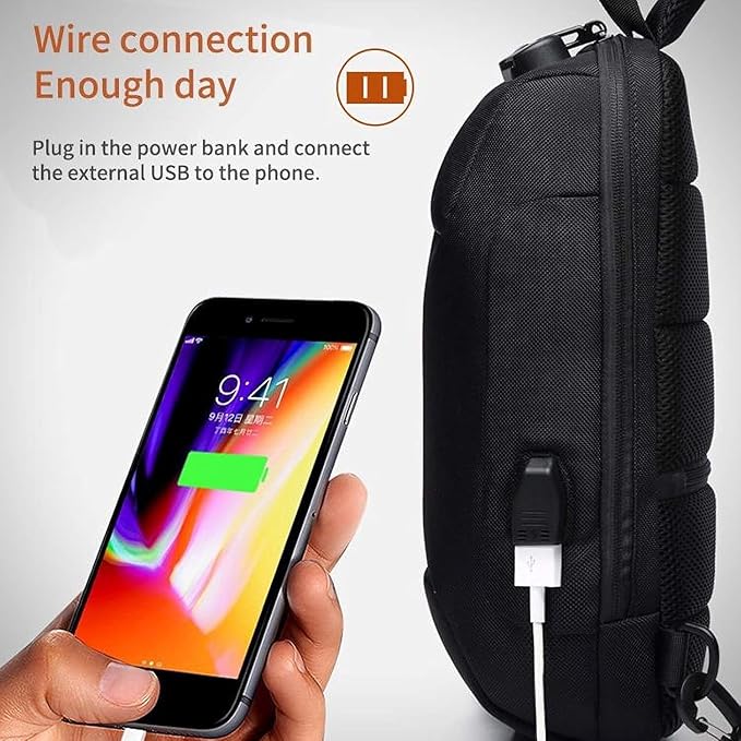 Sling Bag for Men Anti Theft Backpacks With USB Charger Travel Hiking Chest Bag Daypack Water Proof Sports Mountaineering(Gray)