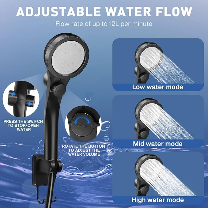 MIAOKE Upgrade Portable Camping Shower 7800mAh Outdoor Electric Shower Rechargeable Pump with Intelligent Digital Display Temperature Display Shower Head for Camping Hiking Traveling