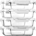 [8-Pack30 oz]Glass Meal Prep ContainersMCIRCO Glass Food Storage ContainersAirtight lunch Containers with Lids Microwave Oven Freezer and Dishwasher White