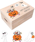Creative Deco Personalized Wooden Storage Box Halloween Box | 11.8x7.87x5.51in (+-0.5) | Minimalistic | Hinged Lid Handle Engraving | Unpainted Gift Box | ROUGH UNSANDED Keepsake Memory Souvenir Chest