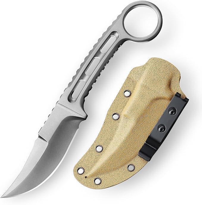 EDC Fixed Blade Knife with Sheath Camping Knife Fixed Blade 3.14 Outdoor Survival Blade Full Tang Hunting Knives for Men Women IB-05