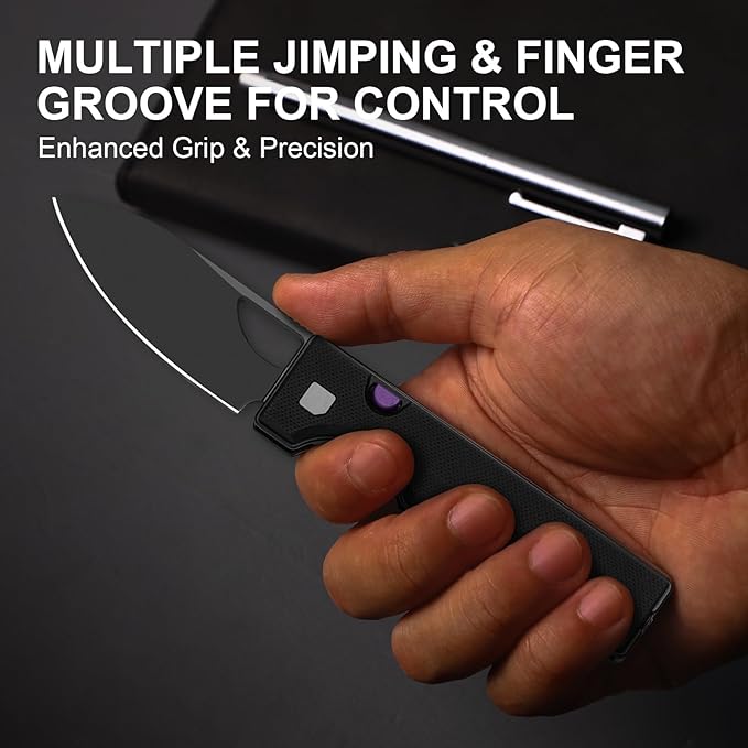 Kizer Little Ringbo Pocket Knife 2.95 D2 Steel Drop Point Folding Knife with Black G10 Handle Thumb Hole Opener Button Liner Lock EDC knives for Camping Hiking V3708M1